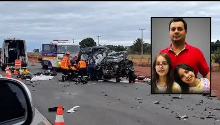 Família de Mato Grosso seguia para Campo Grande quando caminhonete bateu de frente com uma carreta na BR-163, em São Gabriel do Oeste (MS).