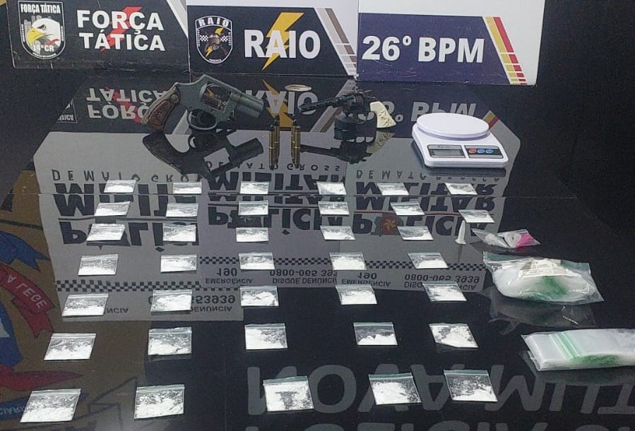 Suspeito é preso com arma, drogas e munições após denúncia de intimidação por facção em Nova Mutum
