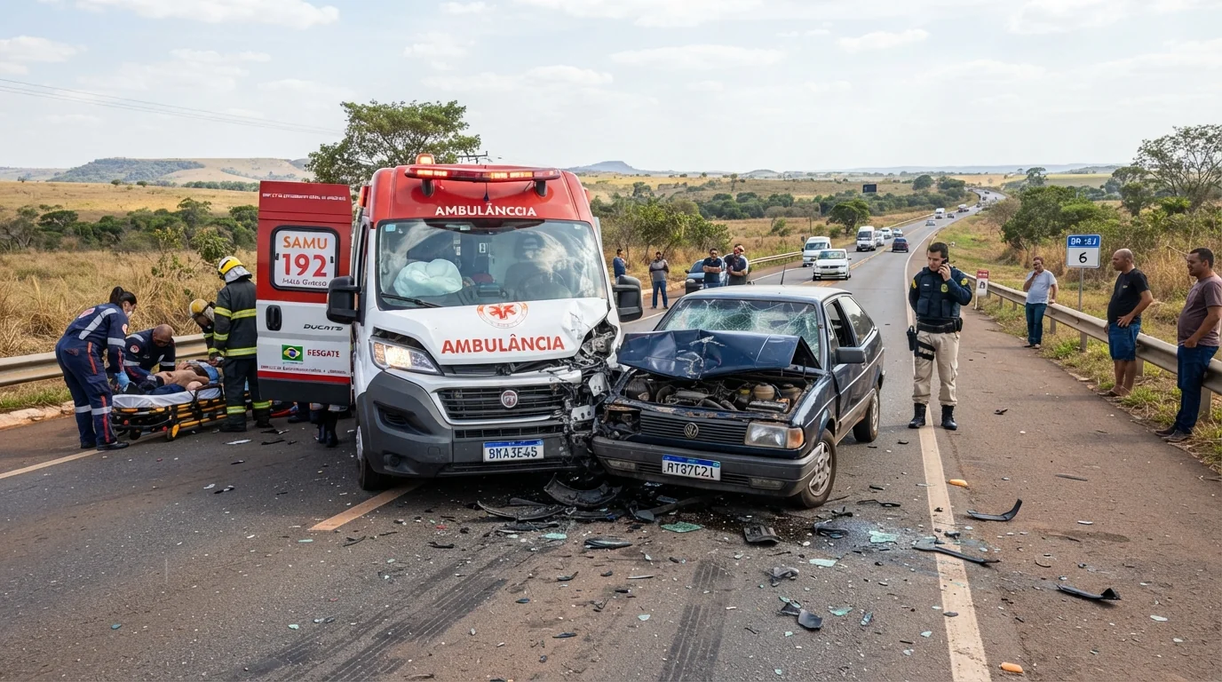 Ambulância de Chapada dos Guimarães se envolve em acidente durante transporte de gestante