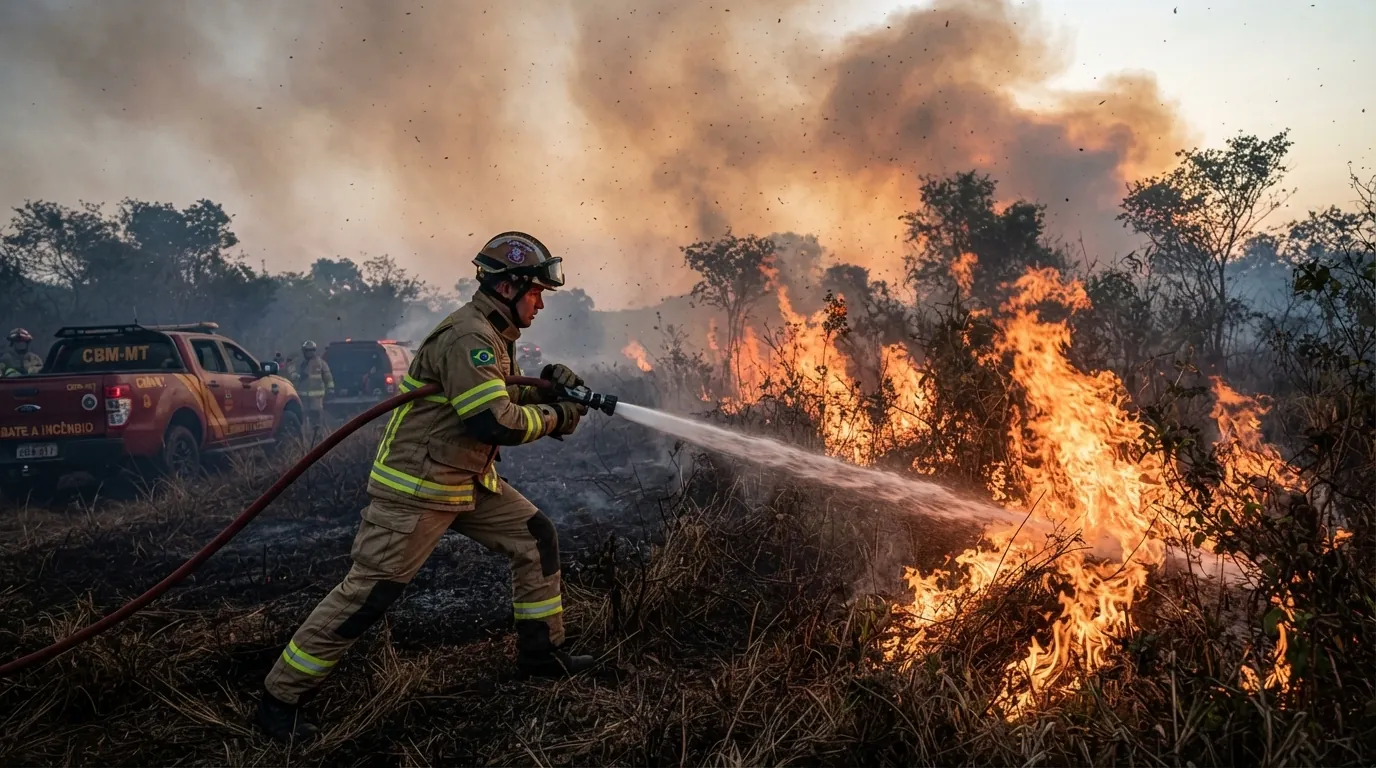 Bombeiros combatem oito incêndios florestais em Mato Grosso e reforçam proibição do uso do fogo