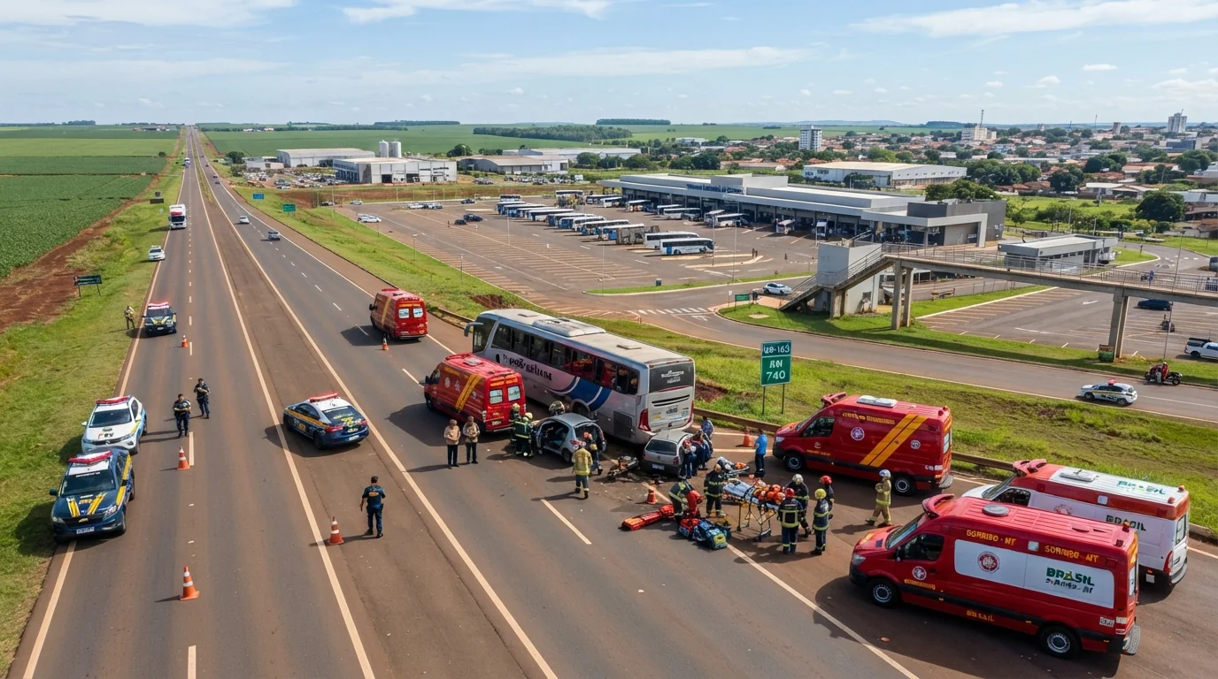 Homem morre após ser esfaqueado na rodoviária e cair na BR-163 em Sorriso