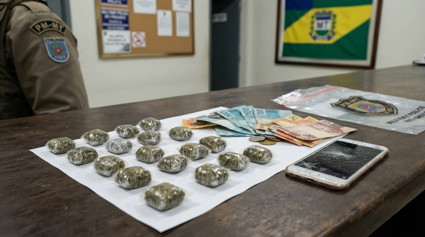 Jovem de 21 anos é preso por tráfico de drogas escondido atrás de máquina de lavar em Nova Mutum