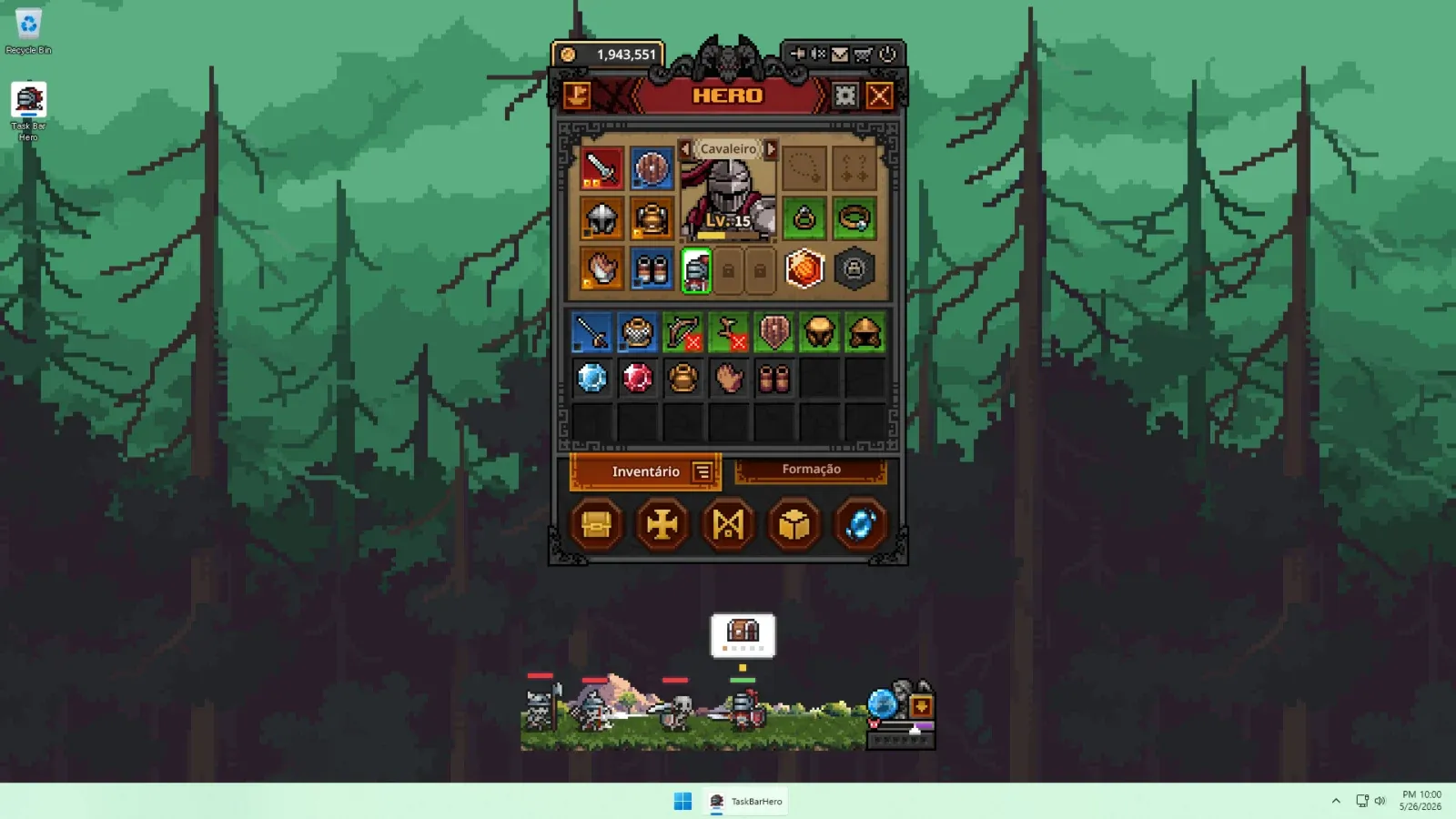 Task Bar Hero 1.3.0 adiciona runas e relíquias
