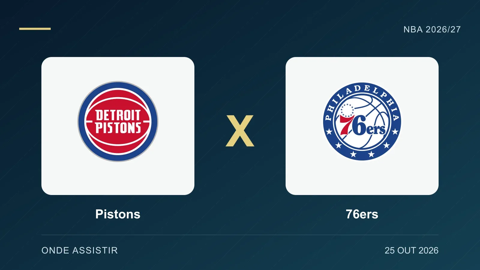 NBA: Pistons x 76ers ao vivo neste domingo (25)