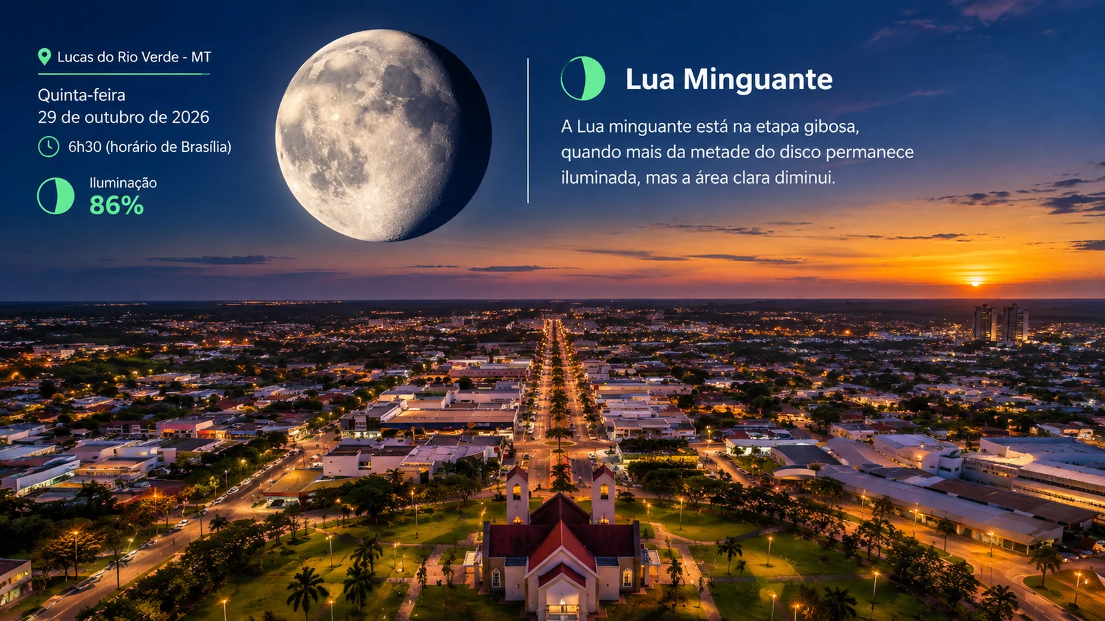 Lua minguante terá 86% de iluminação nesta quinta