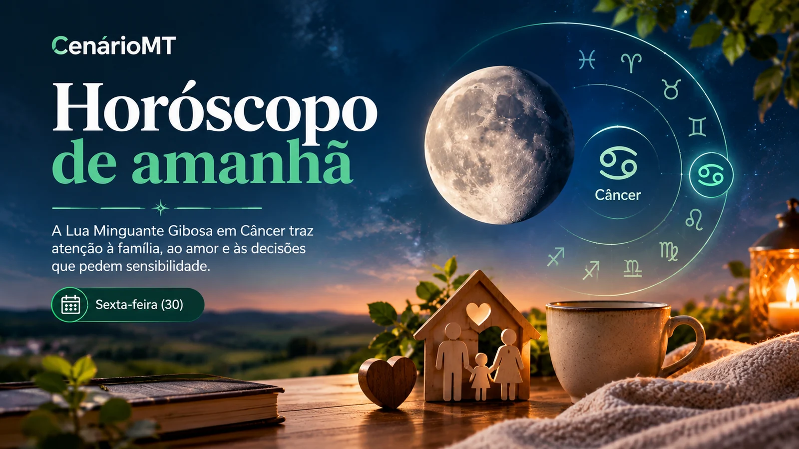 Horóscopo de amanhã, 30 de outubro: Lua em Câncer destaca emoções e relações dos 12 signos